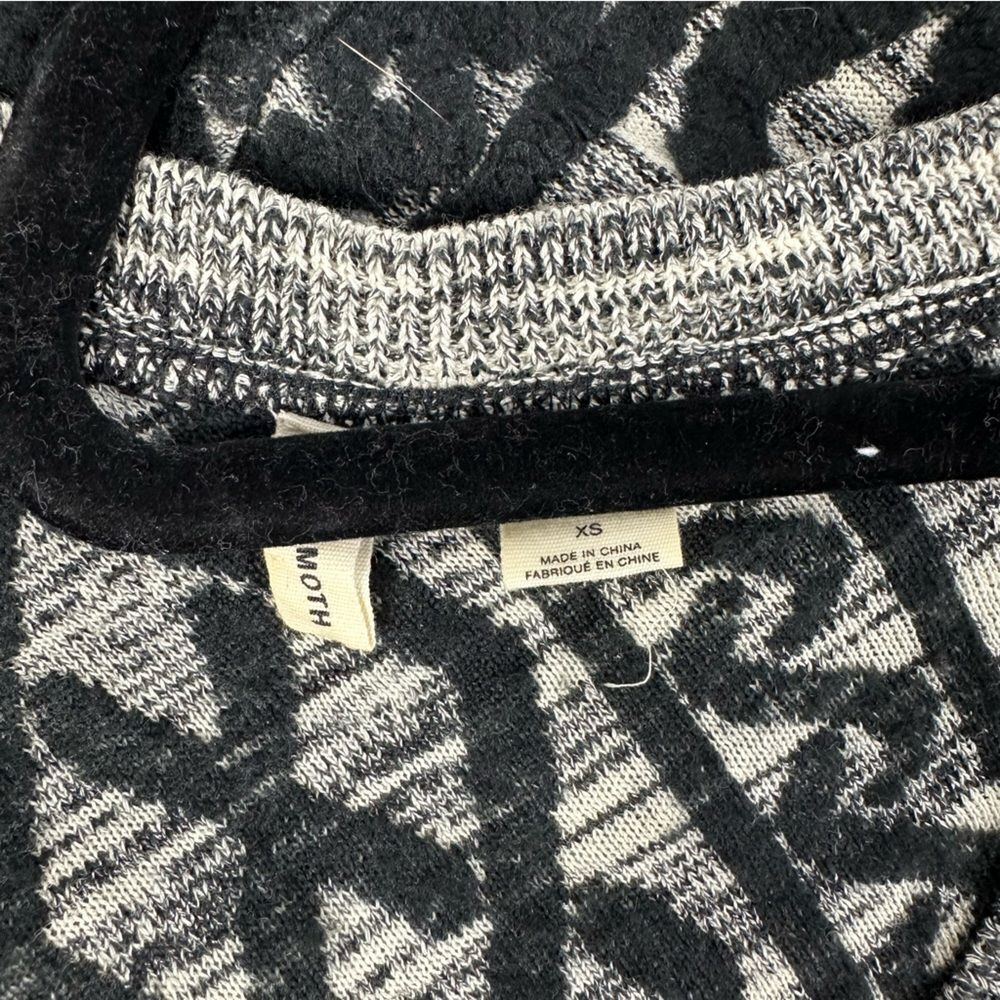 MOTH Anthropologie Black Chain Stitch Pattern Sweater Dress Sz XS - Picture 6 of 8
